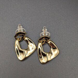 Door Knocker Style Gold Tone Stud Earrings